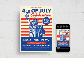 4th July Flyer with Statue of Liberty