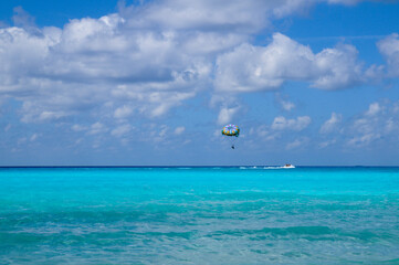 Parasailing in Halfmoon  cay ,bahamas island