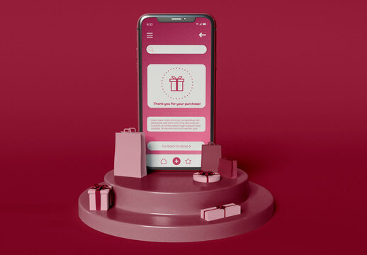 Shopping Concept Smartphone with Store Porducts Mockup