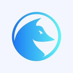 silhouette fox logo with circle vector template