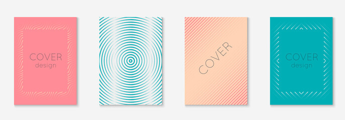 Line geometric elements on minimalist trendy cover template.