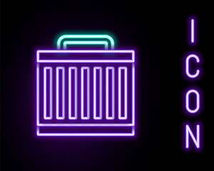 Glowing neon line Car radiator cooling system icon isolated on black background. Colorful outline concept. Vector