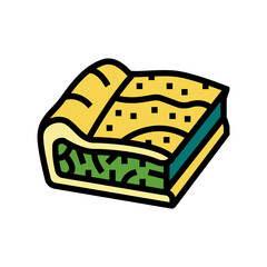 pie with spinach color icon vector. pie with spinach sign. isolated symbol illustration
