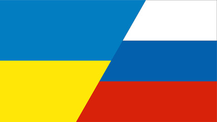 Icon of national flags of Ukraine against Russia. There is no war. Ukraine and Russia relations conflict concept.