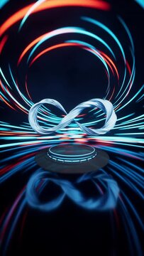 Mobius belt with spin lines effect background, 3d rendering.