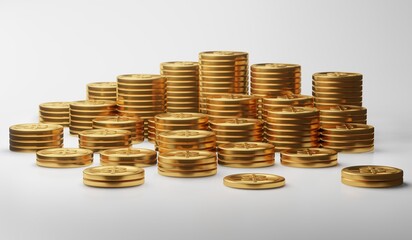 gold coin of dollar money, shopping online business, digital currency, atm of cash flow, 3d illustration rendering, network of banking