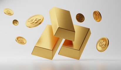 gold coin of dollar money, shopping online business, digital currency, atm of cash flow, 3d...