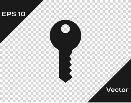Black House key icon isolated on transparent background. Vector