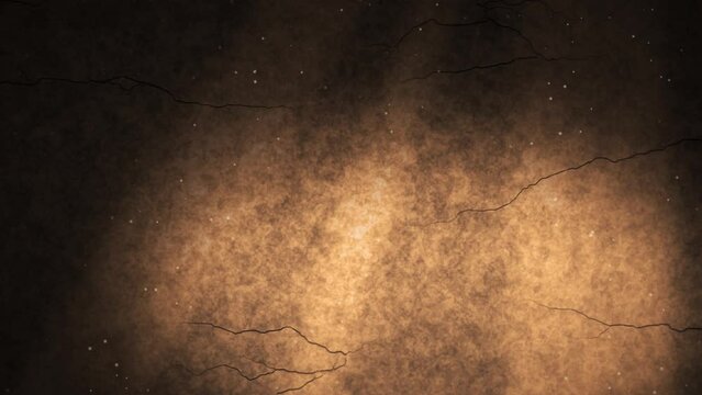 Looping dimly lit dusty cracked stone wall with light beams