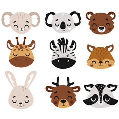 Fototapeta premium set of isolated animals head