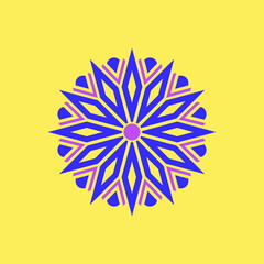 illustration of a simple mandala logo with a yellow background vector template