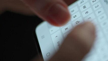Female hands typing text on smartphone close-up - Powered by Adobe