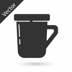 Grey Coffee cup icon isolated on white background. Tea cup. Hot drink coffee. Vector