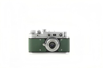 The old rangefinder film camera, Green Body, on white background.
