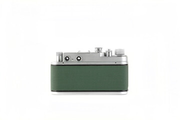 The old rangefinder film camera, Green Body, on white background.