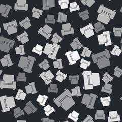 Grey Armchair icon isolated seamless pattern on black background. Vector