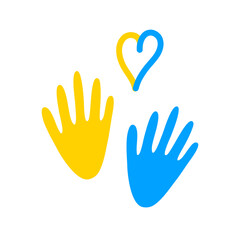 Pray for Ukraine sign. Illustration with colors of Ukrainian flag. Vector isolated on white	