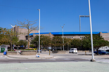 Fototapeta na wymiar Barranquilla, Atlantico, Colombia. January 15, 2022: Edgar Renteria Stadium and blue sky.