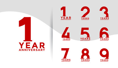 Set of Anniversary logotype and red color with white background for celebration