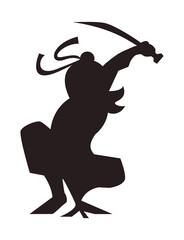 ninja with weapon silhouette