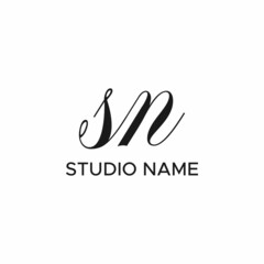 SN initial signature logo. handwriting logo template vector