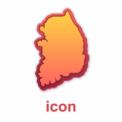 Gold South Korea map icon isolated on white background. Vector