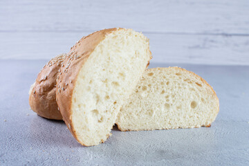 Traditional corn and sesame bread, displayed on gray background