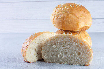 Traditional corn and sesame bread, displayed on gray background