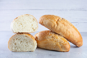Traditional corn and sesame bread, displayed on gray background