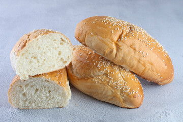 Traditional corn and sesame bread, displayed on gray background
