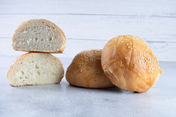 Traditional corn and sesame bread, displayed on gray background