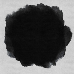 Fototapeta premium Custom Black Ink Paper Texture. Black Ink Splot on White Textured Paper with Bleeding Edges. Background for Wedding Invitation or Custom Stationary.