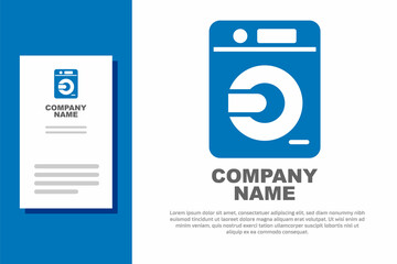 Blue Washer icon isolated on white background. Washing machine icon. Clothes washer - laundry machine. Home appliance symbol. Logo design template element. Vector