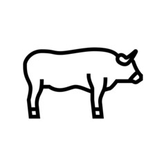 bull farm animal line icon vector. bull farm animal sign. isolated contour symbol black illustration