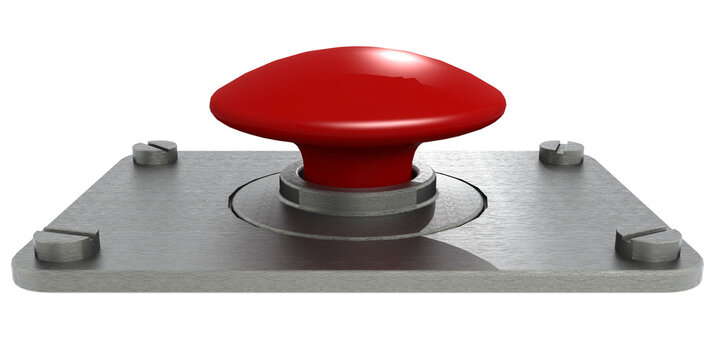 Big red button isolated on white background