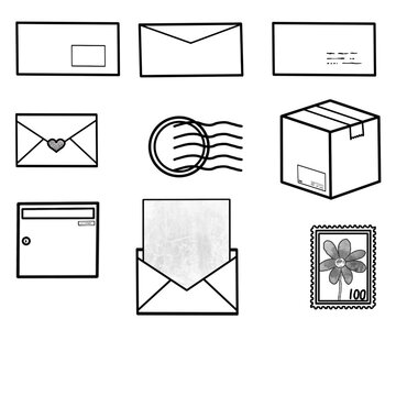 Post & Versand - 9 Icons, Sketchnotes, Doodles