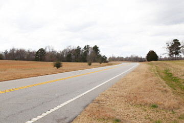 Long curvy rural country road
