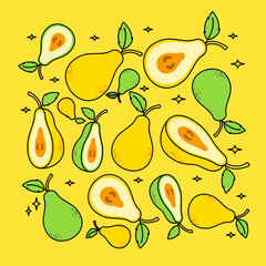 slice pear doodle hand drawn design