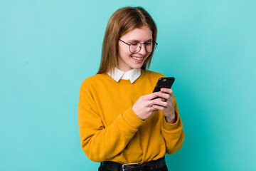 young adult pretty woman. phone concept