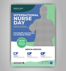 International Nurse Day Medical Covid Health Care Flyer Poster Vector Template Design Layout