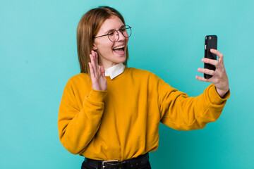 young adult pretty woman. phone concept