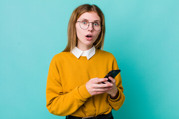 young adult pretty woman. phone concept