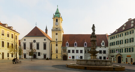 Fototapeta na wymiar Image of view on Main Square in Bratislava.