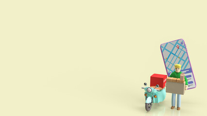 The man and bike for delivery application or business concept 3d rendering