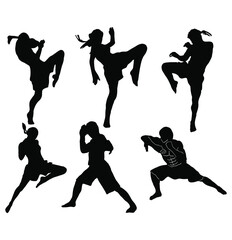 vector illustration karate dancing and muaythai