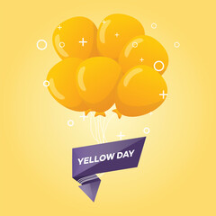 Group of yellow balloons. Happy yellow day. Colored flat graphic vector illustration isolated.