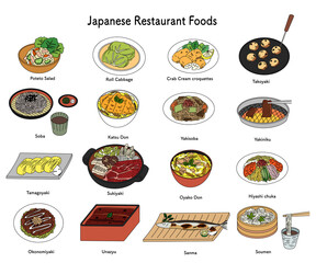 Japanese Restaurant Foods Icon Set