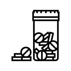 opiates drug pills package line icon vector. opiates drug pills package sign. isolated contour symbol black illustration - obrazy, fototapety, plakaty