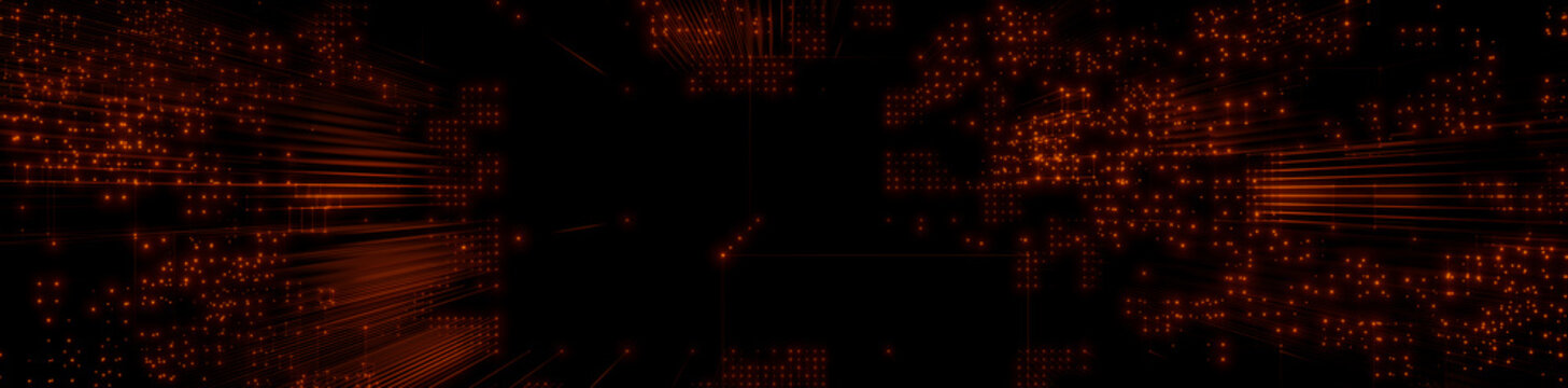 Futuristic, Orange 3D Block background. Vibrant colored Tech Wallpaper. 3D Render 
