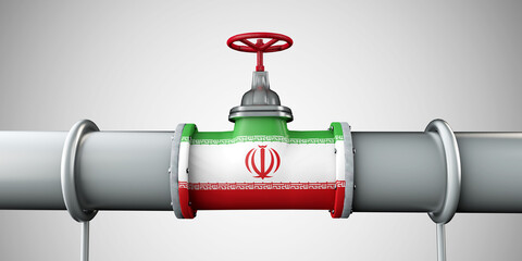Iran oil and gas fuel pipeline. Oil industry concept. 3D Rendering - obrazy, fototapety, plakaty